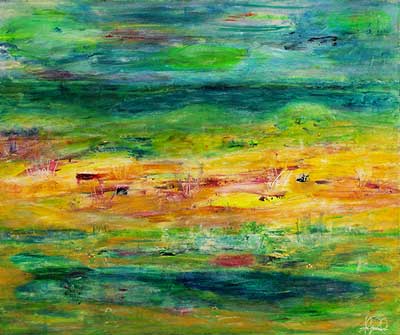 Abstrakt land (55x45 cm) kr. 1.600